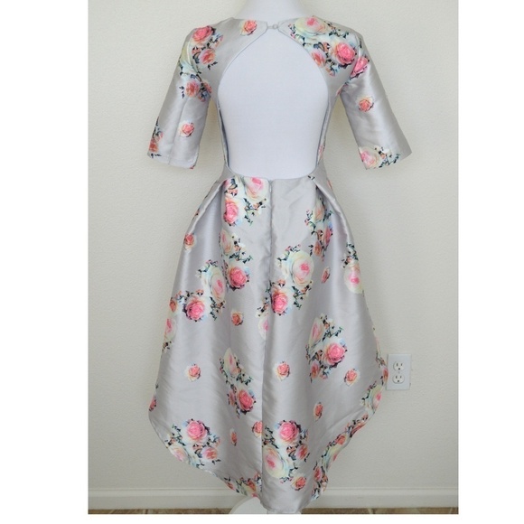 Chi Chi London Floral Hi Low Midi Dress 3/4 Sleeve - Picture 6 of 8
